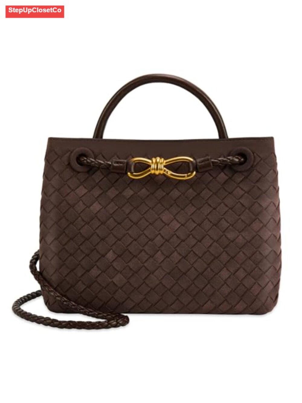 Woven Leather Tote Bag Women Shoulder Handbag Top Handle Purse
